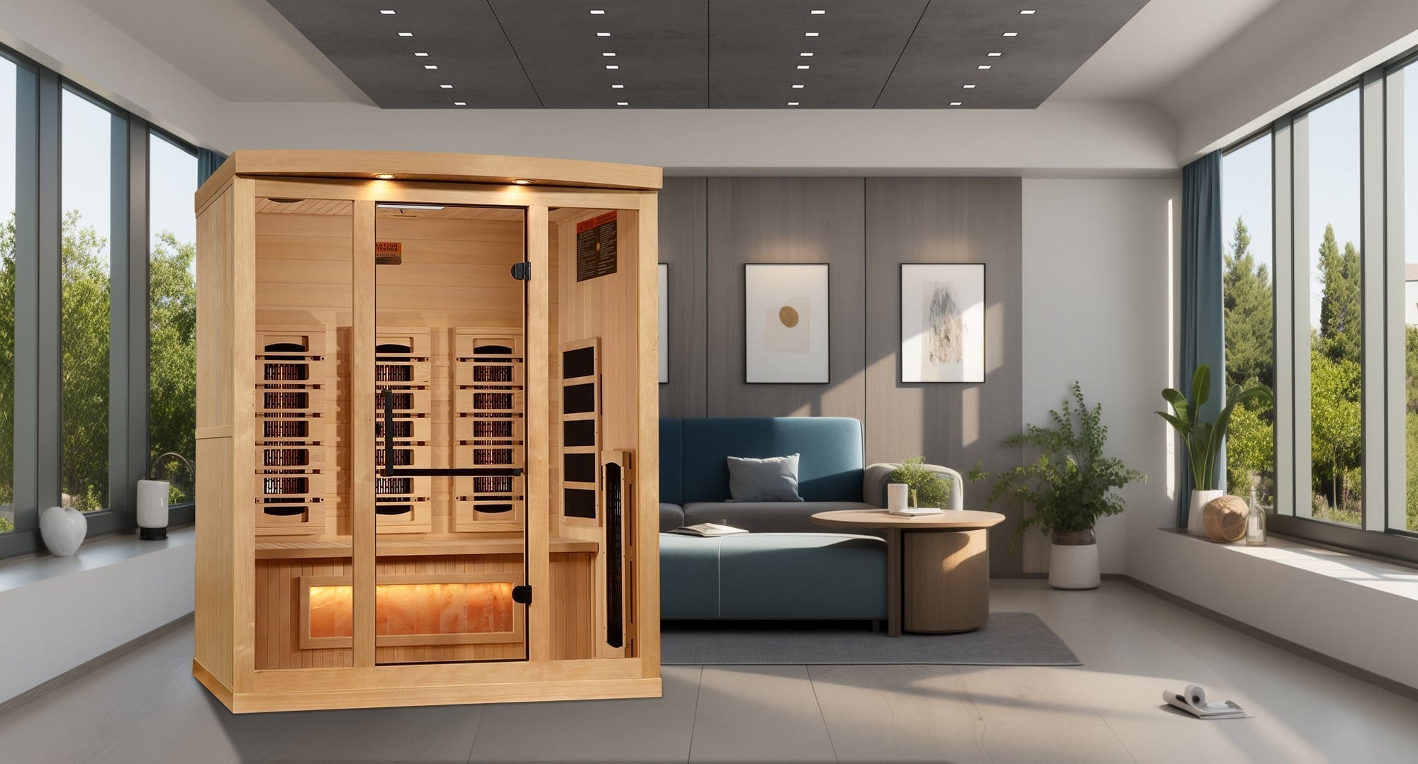 Golden Designs 3-Person Full Spectrum Infrared Sauna with Himalayan Salt Bar | GDI-8030-03