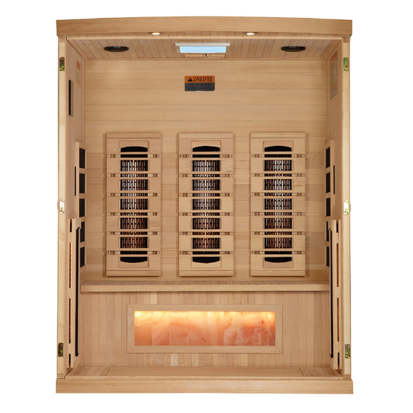 Golden Designs 3-Person Full Spectrum Infrared Sauna with Himalayan Salt Bar | GDI-8030-03